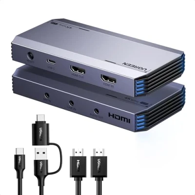 Image de UGREEN Carte de Capture Vidéo HDMI USB C 3.1 4K 60Hz Entrée Acquisition Enregistrement Streaming Jack 3.5mm Casque Microphone Compatible avec Switch PS5 PS4 MacBook PC iPad Caméra