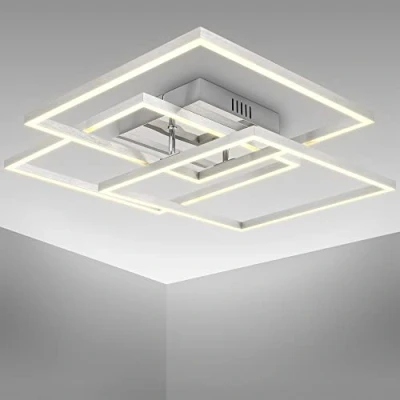 Image de B.K.Licht I Plafonnier LED moderne 40 Watt lampe de salon 3000 K blanc chaud Frame finition chrome aluminium