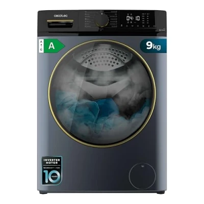 Image de Cecotec Lave linge frontal 9Kg Bolero Dresscode 9610 Inverter Blue Ice A. 2000W, 1400 RPM, fonction vapeur, moteur Plus, 15 programmes, optimise le niveau d&#039;eau et temps de lavage