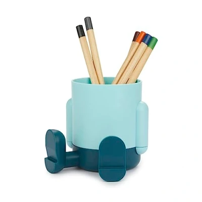 Image de Balvi Pot à Crayons Mr Sitty Couleur Bleu turquoisee Design coloré et Original avec Deux Compartiment