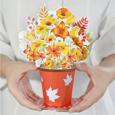 Image de Diese Klappkarten Carte Anniversaire 3D Pop Up Fleurs Voeux d&#039;Anniversaire Femme avec Enveloppe Fete des Meres Grand Mère Bonne Maman Bapteme Fille