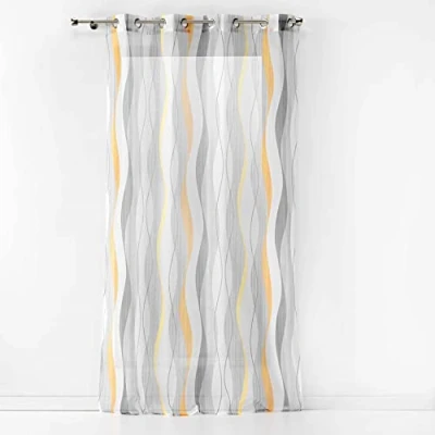 Image de Douceur d&#039;Intérieur Panneau A Oeillets, Jaune/Blanc, 140 x 240 CM