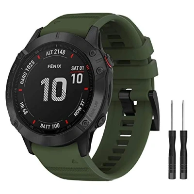 Image de YASPARK Bracelet Feinx 8 51mm/Fenix 7X/Fenix 7X Solar/Fenix 6X/Fenix 6X Pro, 26mm Bande Remplacement en Silicone de Montre pour Fenix Pro/Fenix 5X/Fenix 5X Plus/Fenix 3/Fenix 3 HR