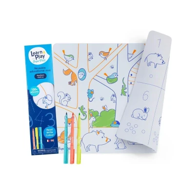 Image de SUPER PETIT Set éducatif réversible Les Chiffres 100% Silicone 3 Feutres coloriage effaçable et réutilisable +3 Ans Version bilingue Français Anglais méthode Montessori 40x30 cm