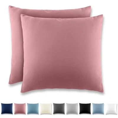 Image de REDKEY Taie Oreiller 50x50 Lotusrosa Lot de 2 Taies d&#039;Oreillers 50 x Carré en Microfibre Brossée, Housse Coussin avec Fermeture Éclair