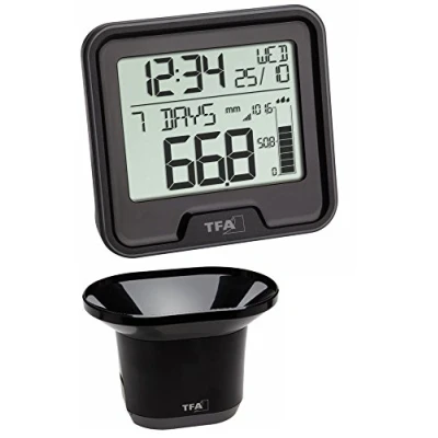 Image de TFA Dostmann Drop Pluviomètre sans fil pour identifier facilement la quantité de précipitations, transmission fil, alarme pluie 24 h.
