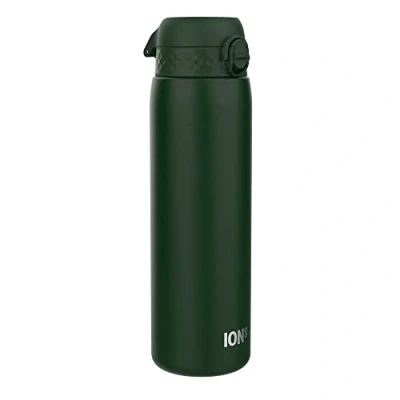 Image de Ion8 Gourde Inox 1 Litre, Anti Fuite, Facile à Ouvrir, Verrouillage Sécurisé, Lavable au Lave Vaisselle, Poignée de Transport, Durable et Résistant aux Rayures, Acier Inoxydable, 1200ml, Vert Foncé