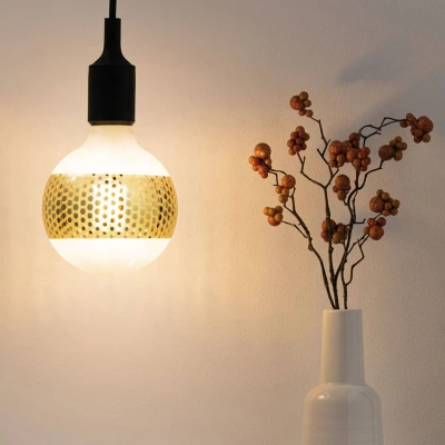Image de Paulmann 28770 Lampe LED G125 Globe 4,5 watts gradable Ampoule Anneau Doré lumière efficace Verre dorée 2600 K E27