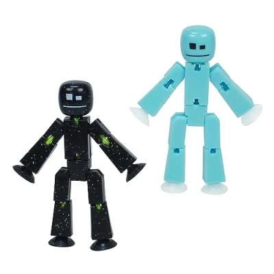 Image de Zing StikBot Comprend 2 StikBots Figurines d&#039;action et accessoires de collection, animation Stop Motion, à partir 4 ans (bleu glacier + noir brillant)
