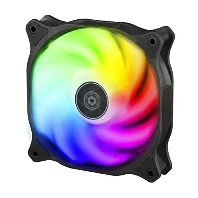 Image de SilverStone SST AB120R ARGB Ventilateur de refroidissement pour boîtier d&#039;ordinateur Air Blazer 120 mm, à roulement fluide, lame transparente avec cadre noir, débit d&#039;air élevé, RVB adressable