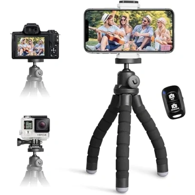 Image de UBeesize trépied pour téléphone portable, mini smartphone et appareil photo, avec télécommande Bluetooth