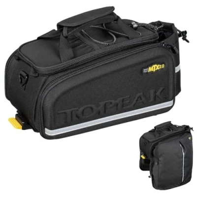 Image de Topeak MTX 2.0 TrunkBag EXP Sac de vélo résistant à l&#039;eau avec côtés Extensibles Compatible Tous Les Porte Bagages QuickTrack Noir
