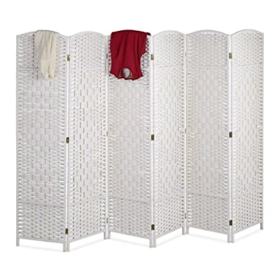 Image de relaxdays Paravent intérieur, 6 Parties, HxL 170 x 240 cm, séparateur Pliable, Bois &amp; Corde Papier, Brise Vue, Blanc, 1 élément