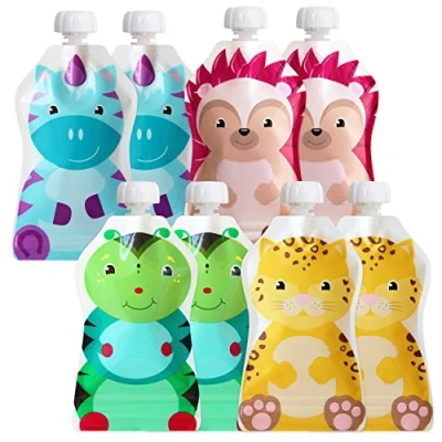 Image de ChooMee Sachets Alimentaires Réutilisables, SnakPack 5 oz Idéal pour les aliments bébés, smoothies et purées Fermeture éclair sécurisée, fond large, sans BPA 8 CT FreshSquad