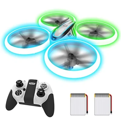 Image de Q9s Drone Enfant,Helicoptere Telecommande avec Lumières Bleues et Vertes Deux Batteries,RC Quadricoptère Maintien d&#039;Altitude Mode Sans Tête,Jouet Cadeau pour Garçons Filles