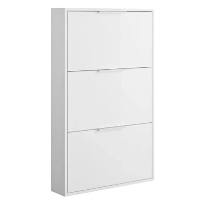 Image de Composad Étagère à Chaussures Slim de la Ligne Espresso avec 3 Rabats Meuble pour entrée, Rangement Dimensions : 65 x 105,5 15 cm Blanc laqué Fabriqué en Italie