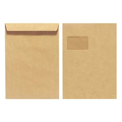 Image de Herlitz Paper24 Lot de 10 enveloppes en papier recyclé avec fenêtre Marron Format C4 90 g
