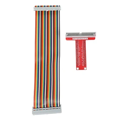 Image de ziyuan RPi GPIO Carte d&#039;extension d&#039;evasion + Cable Ruban Adaptateur de Type T Assemble 20 cm FC40 Plat a 40 Broches pour Raspberry Pi 3 2 Modele B &amp; B+ SC05
