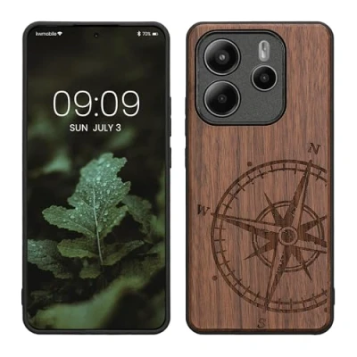Image de kwmobile Housse Compatible avec Xiaomi Redmi Note 14 5G Coque Étui de Protection Rigide Antichoc Cadre en TPU Brun foncé