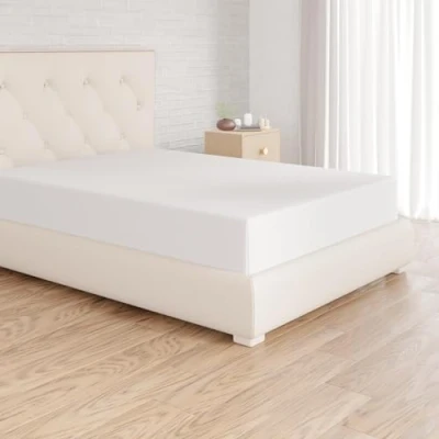 Image de Amazon Basics Drap housse en jersey, Blanc 140 x 200 cm