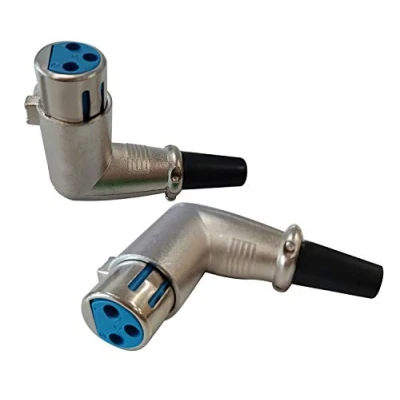 Image de Adaptateur XLR zdyCGTime DIY de 90 degrés à 3 broches femelle, type souder, connecteur haut parleur microphone audio (argent, ensemble 2) (XLR femelle)