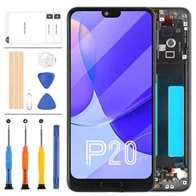 Image de Remplacement de l&#039;écran LCD pour Huawei P20 EML L09 L22 L29 AL00 écran tactile numériseur panneau verre assemblage complet Kit réparation avec cadre (Noir)