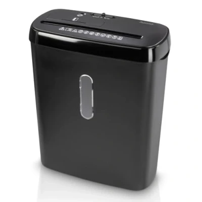 Image de Hama Destructeur de documents &quot;Basic S8CD&quot; (Broyeur 8 feuilles 80g, CD/CB, niveaux sécurité P2 T1, Découpe en bandes 6mm, 70 dB, M/A auto, Corbeil 11L) Noir