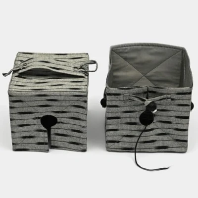 Image de Lantern Moon Ikat Soie Floral Conception En Forme de Cube Tricoter Dehors Fil Boîte avec Poignée 1 Pièce