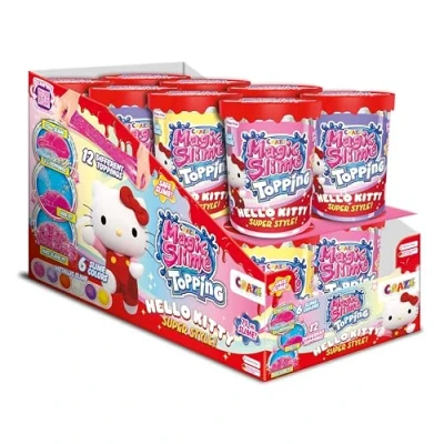 Image de CRAZE Magic Slime Topping Hello Kitty, 16 Pots de pour Enfants, Chaque Pot Contient 70 ML et Deux toppings, Couleurs toppings aléatoires