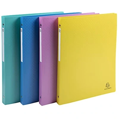 Image de Exacompta Réf. 51190E Lot de 4 classeurs souples PP Forever Young anneaux ronds diamètre 15 mm Dos 20 Dimensions extérieures : 32 x 25 cm Format à classer A4 couleurs assorties