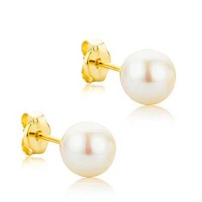 Image de Orovi Bijoux Femme, Boucles d&#039;Oreilles en Or Jaune Perle d&#039;eau douce Blanche 6.0/6.5 MM Clou 9 Kt / 375