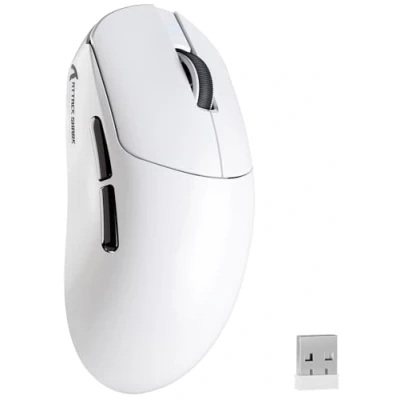 Image de MAMBASNAKE Attack Shark X8PLUS Souris de Jeu sans Fil, Capteur PixArt PAW3395PRO, 40000 DPI, Bluetooth/2,4GHz Fil/Filaire, Ultra légère 55g, Pieds en PTFE Double Couche, pour PC/Xbox/Mac (Blanc)