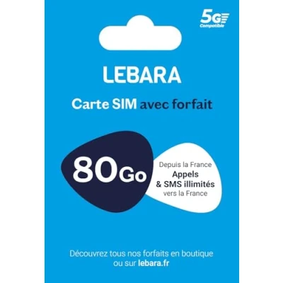 Image de Carte SIM + Forfait Mobile 80Go en 5G avec appels et SMS illimités France
