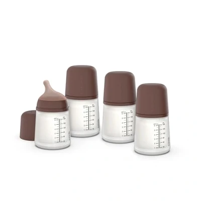 Image de Suavinex, Pack 4 Biberons Anti Colique Zero Zero, Tétine à Débit Adaptable (A) en Silicone, Bébés +0 Mois et Nouveau nés, Spécifique Allaitement Maternel, Lait Maternel Poudre, 180 ml, Deep