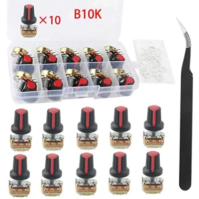 Image de RUNCCI YUN 10Pcs Linéaire Rotatif Potentiomètre, WH148, Potentiometre 10k, (1 x pincettes anti statiques)