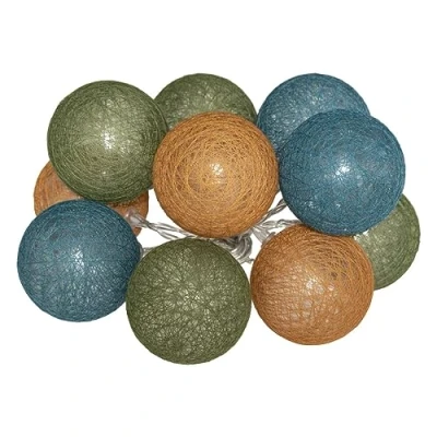 Image de False Guirlande Lumineuse Boule 10 pcs à Piles 6cm Vert/Orange