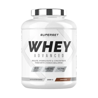 Image de Superset Nutrition 100% Whey Proteine Advanced (2kg) 74% de protéines Isolat + Concentrat Hydrolysat, Digestion optimisée, Riche en BCAA et glutamine Chocolat