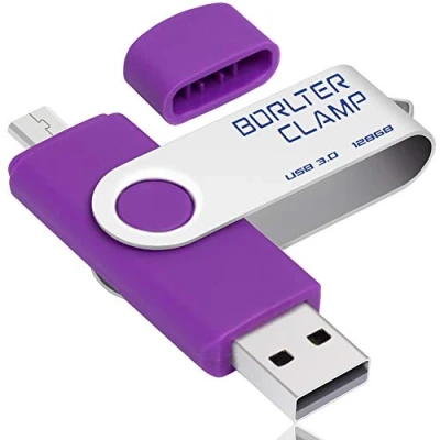 Image de Clé USB 128 Go, 2 en 1 OTG 3.0 Mémoire Stick, Pivotant U Disque avec Port Micro pour Smartphone Android, Tablette et Ordinateur Stockage Externe (Violet)