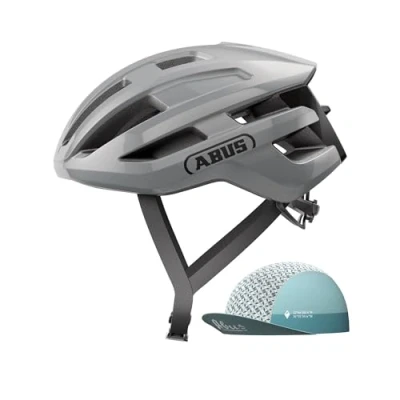 Image de ABUS casque de vélo course PowerDome ACE avec Race Cap léger système d&#039;aération intelligent Made in Italy pour hommes et femmes Gris, taille M