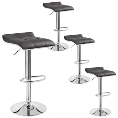 Image de WOLTU 4 X Tabourets de Bar réglable en Hauteur avec Caoutchouc antidérapant,Assise Bien rembourrée Similicuir,Gris BH28gr