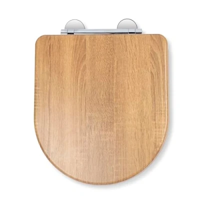 Image de Croydex Levico Abattant WC avec fermeture douce et charnières à dégagement rapide, traitement antibactérien, bois moulé durable effet K, s&#039;adapte la plupart des cuvettes de toilettes standard