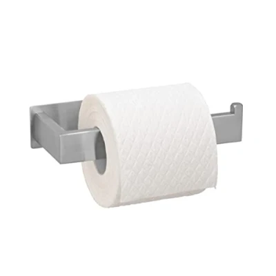 Image de Wenko Turbo Loc Genova Support Mural pour Rouleau de Papier Toilette, Fixation sans Perçage avec Système Tampon Adhésif, en Acier Inoxydable (L X H P): 15,3 4,4 7,6 Cm