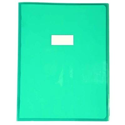 Image de Calligraphe 73405AMZC Un Protège Cahier Cristalux Vert 24x32 cm 22/100ème avec Porte Étiquette PVC Transparent Lisse