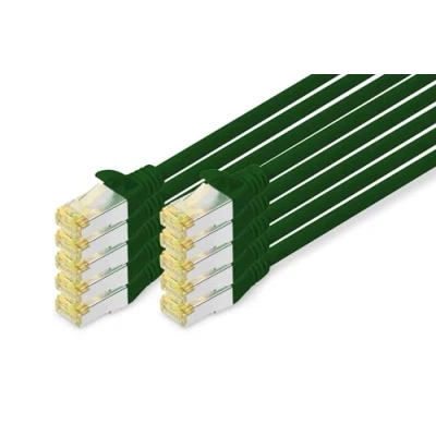 Image de DIGITUS Câble LAN Cat 6A 3m 10 pièces RJ45 réseau S/FTP Blindé Compatible 6 &amp; 7 Vert