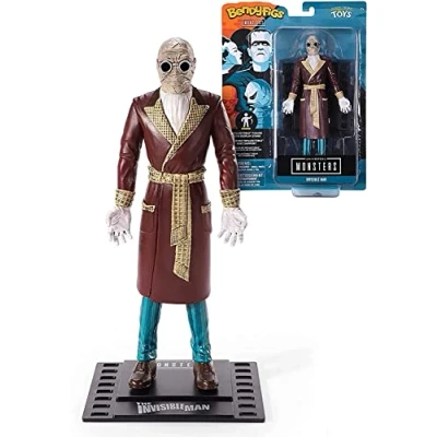 Image de BendyFigs The Noble Collection Universal Monsters Invisibe Man 7.5in (19cm) Toys Bendable Figure Quality Posable Collectible Doll Figures with Stand