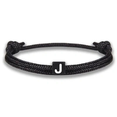 Image de GD GOOD.designs EST. 2015 Bracelet corde avec lettres d&#039;amitié noir ajustable de 14cm à 24cm Initial J