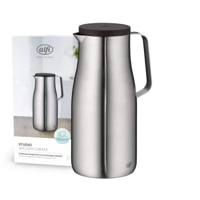 Image de alfi STUDIO TT 1,5 l, inox, pichet isotherme à double paroi en inox mat, maintient 12 heures chaud, 24 froid, bouchon vissé, grande ouverture, isotherme, lavable au lave vaisselle