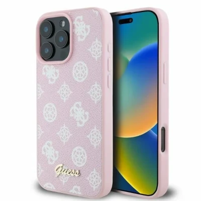 Image de Étui Guess pour iPhone 16 Pro Max 6.9 rose étui rigide Peony Script MagSafe Neuf