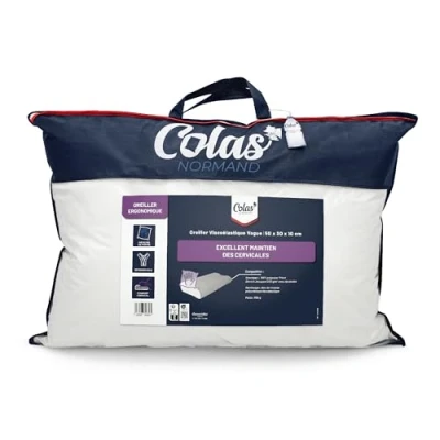 Image de COLAS NORMAND Oreiller Ergonomique Vague Mémoire De Forme 50x30x10 cm Mousse Polyuréthane Viscoelastique 100% Polyester Tricot Stretch avec Un Zip
