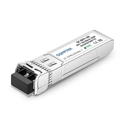 Image de QSFPTEK 10G SFP+ Module, LC Multimode 850nm 300M DDM 10GBASE SR Transceiver pour Intel E10GSFPSR